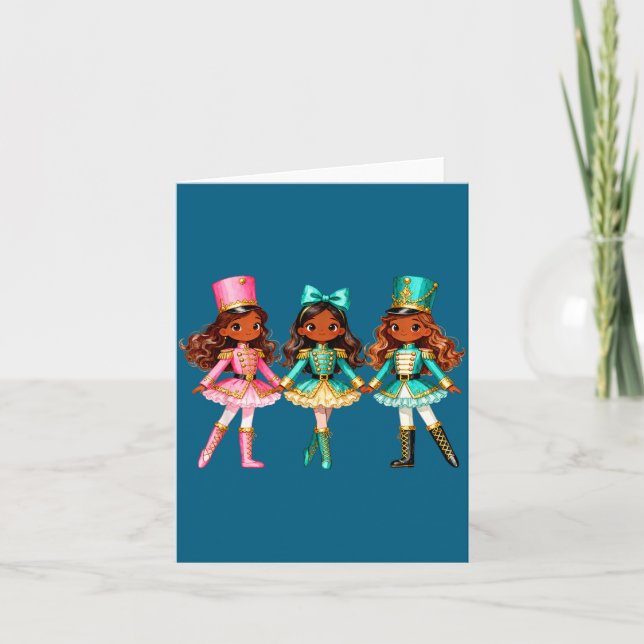 Carte Christmas Nutcracker Black Girls Kids Festive Xmas (Devant)