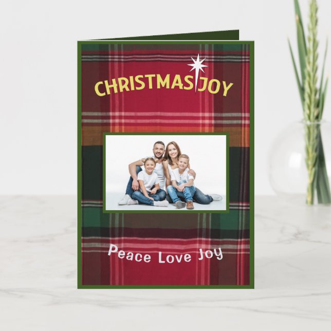 Carte Christmas Peace Love Joie Famille Photo Personnali (Devant)