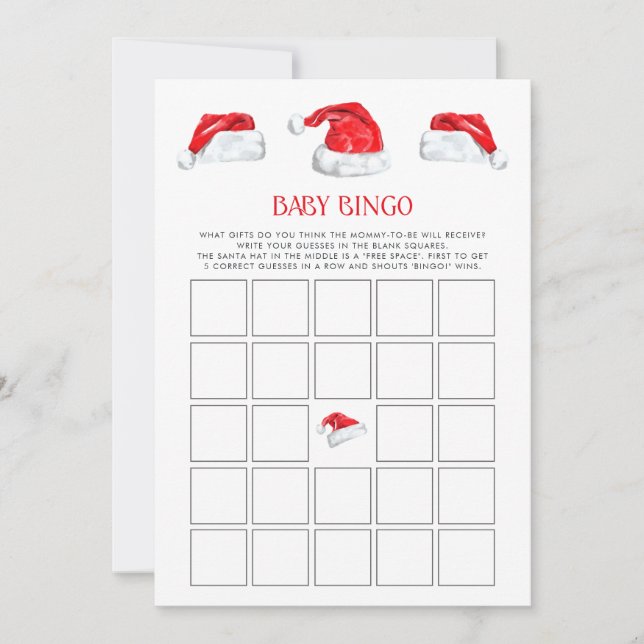 Carte Christmas Père Noël Baby Bingo Baby shower Jeu (Devant)