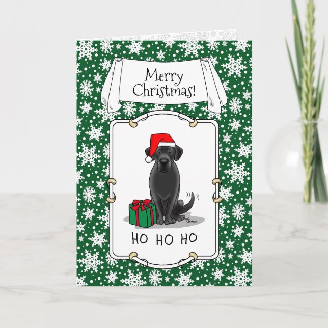 Carte Christmas Père Noël Black Labrador Retriever Cute (Devant)