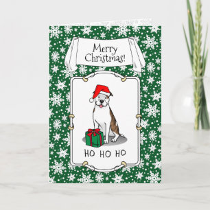 Carte Christmas Père Noël Pit Bull (lâche blanc 3) Cute
