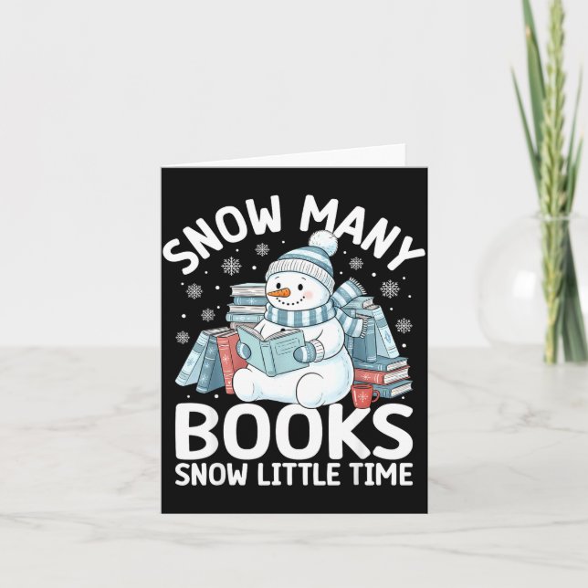 Carte Christmas Reading Snowman So Many Books Men Women  (Devant)
