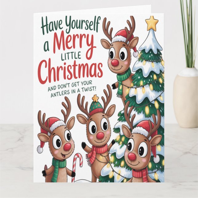Carte Christmas Reindeer Antlers Twist (Devant)