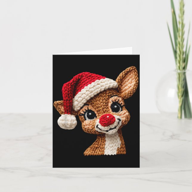 Carte Christmas Reindeer Crochet Cute Merry Christmas Re (Devant)