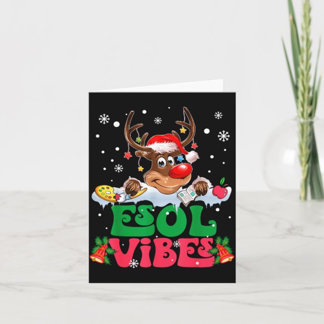 Carte Christmas Reindeer Santa Esol Vibes Funny Teacher  (Devant)