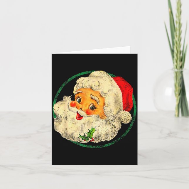 Carte Christmas Santa Claus Face Old Fashioned Pajamas H (Devant)