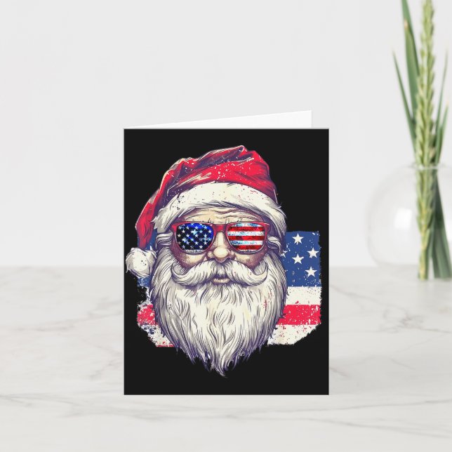 Carte Christmas Santa Claus Patriotic Usa Sungles In Jul (Devant)