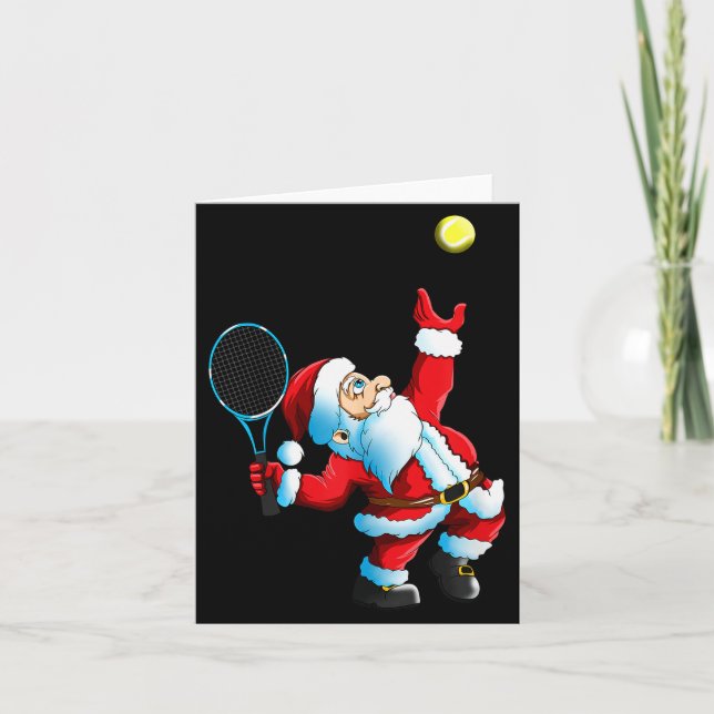 Carte Christmas Santa Claus Tennis Game Tennis Racket  (Devant)