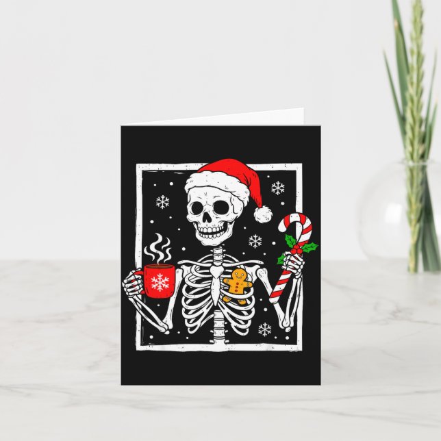 Carte Christmas Skeleton Hat Santa Coffee Candy Cane Xma (Devant)