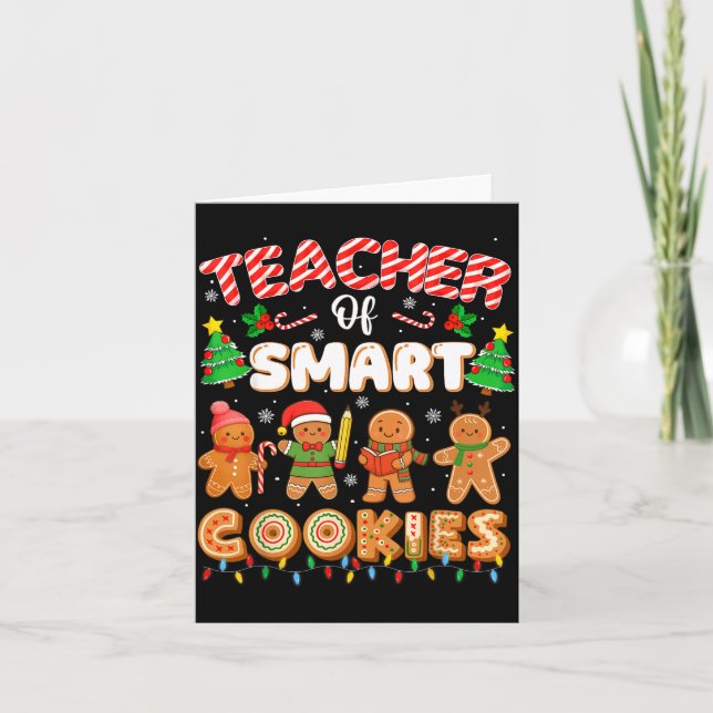 Carte Christmas Teacher Of Smart Cookies Funny Cute Ging (Devant)