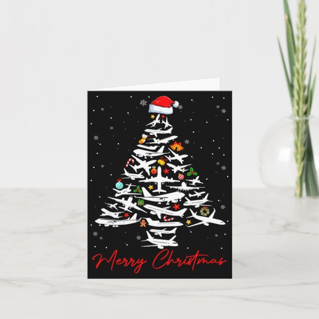Carte Christmas Tree Airplanes Lots Merry Christmas Men  (Devant)