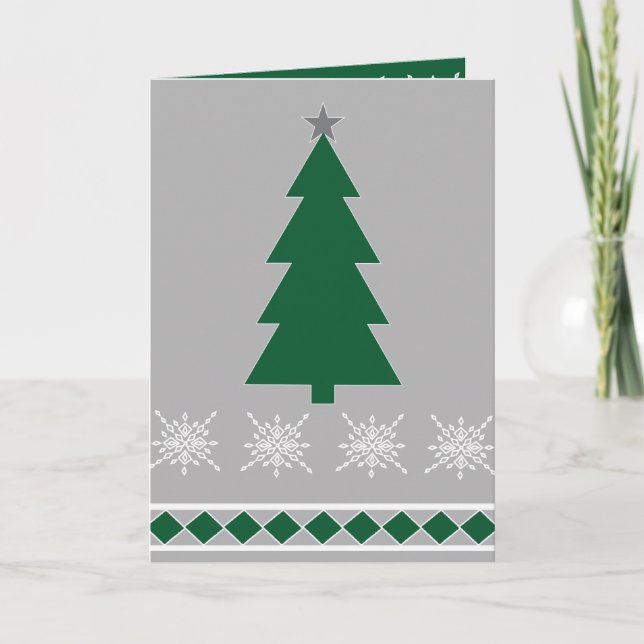 Carte Christmas Tree and Snowflakes Pattern, (Devant)