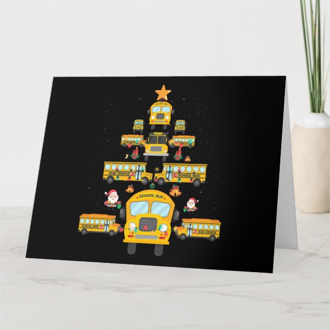 Carte Christmas Tree School Bus Funny Driver Xmas Gift (Devant)
