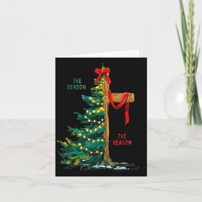Carte Christmas Tree The Season Jesus Cross The Reason  (Devant)