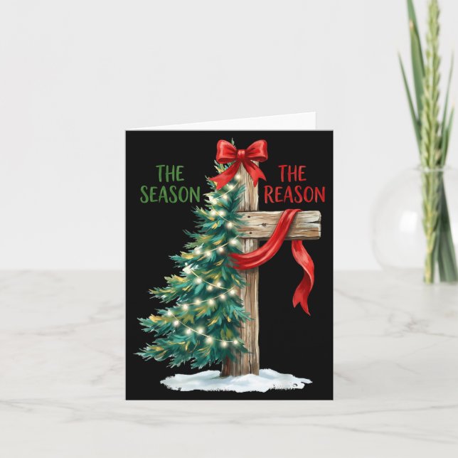 Carte Christmas Tree The Season Jesus Cross The Reason X (Devant)