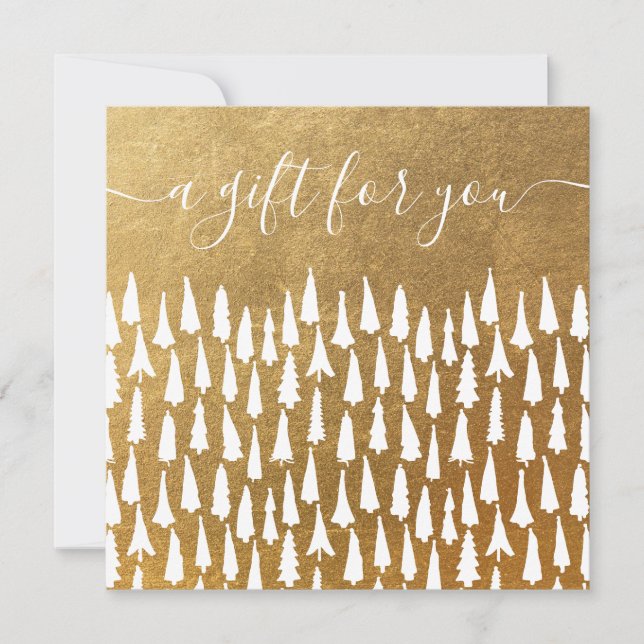 Carte Christmas Trees Vacances Gold Certificat cadeau (Devant)