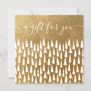 Carte Christmas Trees Vacances Gold Certificat cadeau