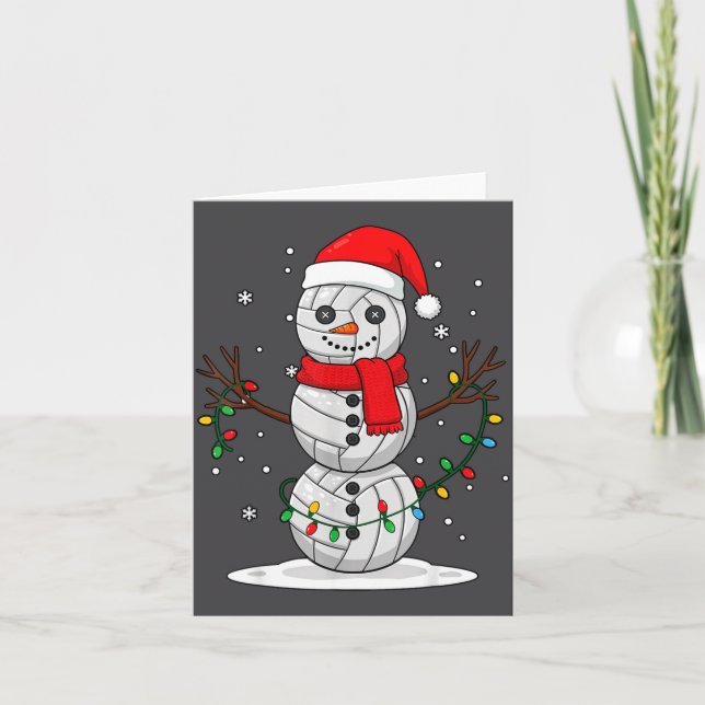 Carte Christmas Volleyball Snowman Santa Hat Funny Holid (Devant)