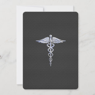 Carte Chrome Comme Caduceus Symbole Médicale Fibre de ca