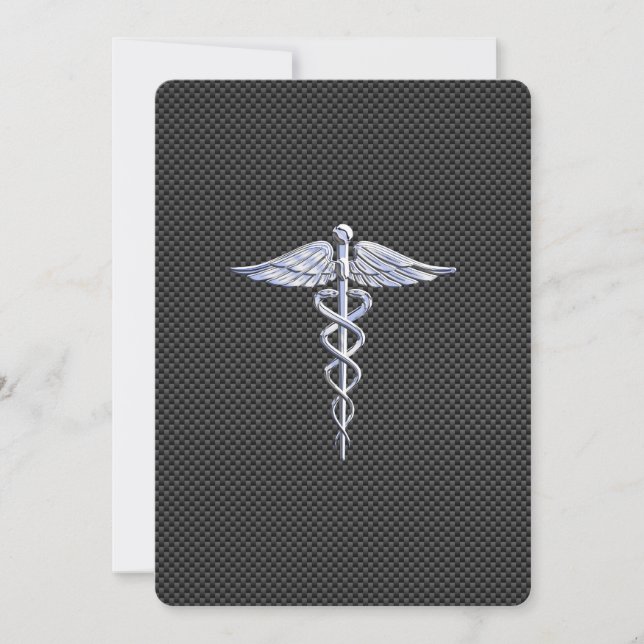 Carte Chrome Comme Caduceus Symbole Médicale Fibre de ca (Devant)