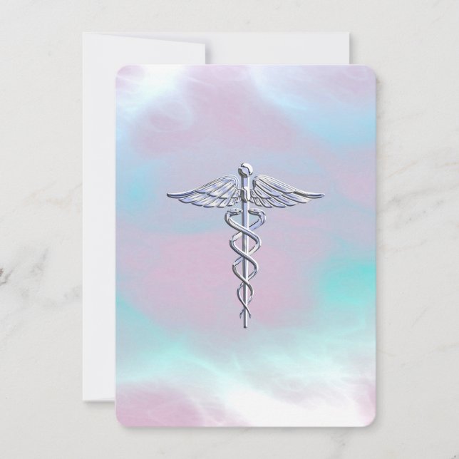 Carte Chrome Comme Caduceus Symbole Médicale Mère Pearl (Devant)