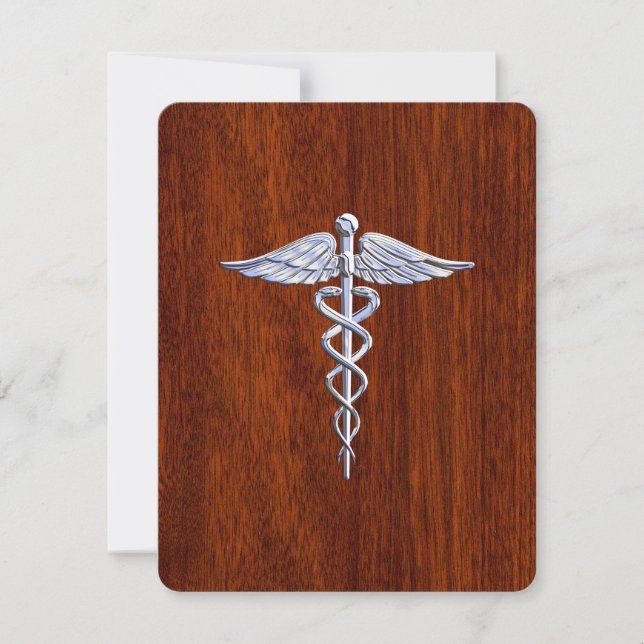 Carte Chrome Comme Caduceus Symbole Médicale Style Mahog (Devant)