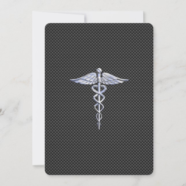 Carte Chrome comme symbole médical caducée en fibre de c (Devant)