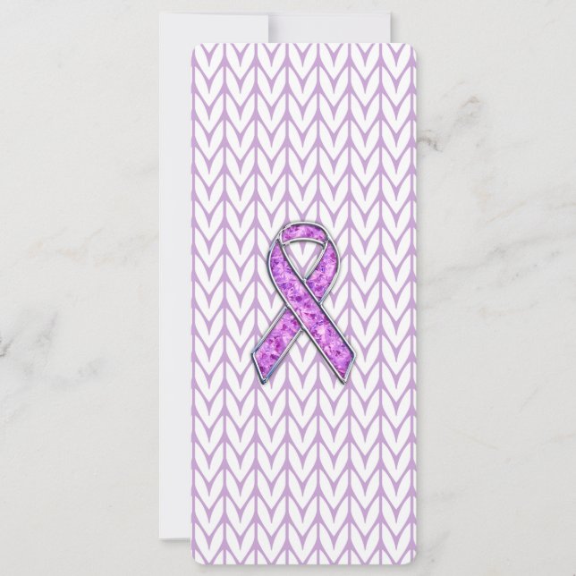 Carte Chrome style Crystal Pink Ribbon Awareness Knit (Devant)