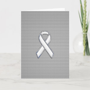 Carte Chrome White Ribbon Sensibilisation Fibre de carbo