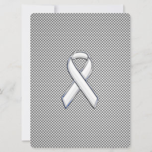 Carte Chrome White Ribbon Sensibilisation Fibre de carbo