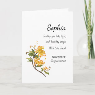 Carte Chrysanthème de Novembre Anniversaire Personnalisé