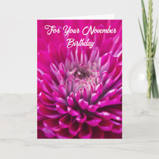 Carte Chrysanthème pourpre, fleur de naissance pour nove