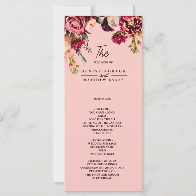 Carte Chrysanthème romantique sur Gossamer Pink (Devant)
