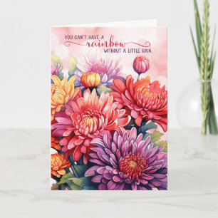 Carte Chrysanthèmes arc-en-ciel d'encouragement en 12 ét