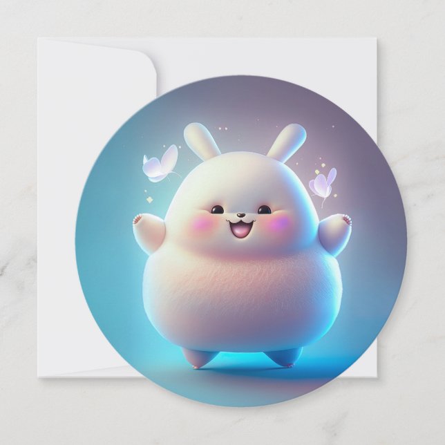 Carte Chubby Bunny & Papillons (Devant)