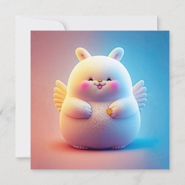 Carte Chubby Lapin De Pâques Avec Ailes (Devant)