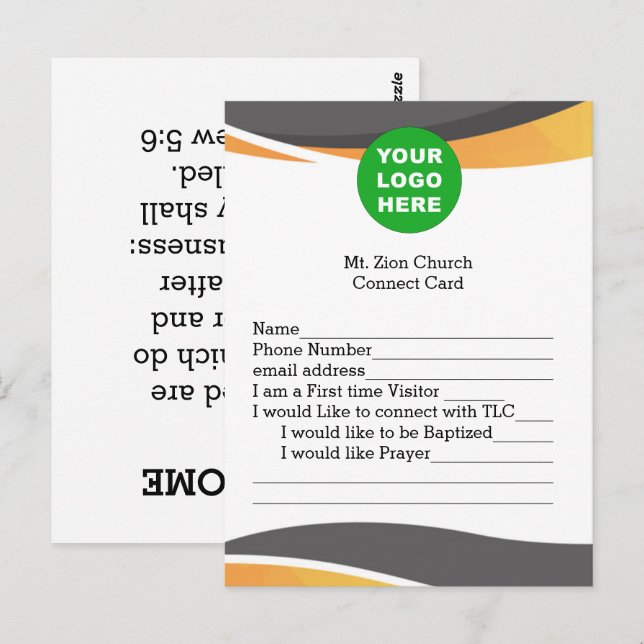 Carte Church Guest Connect avec logo (Devant / Derrière)