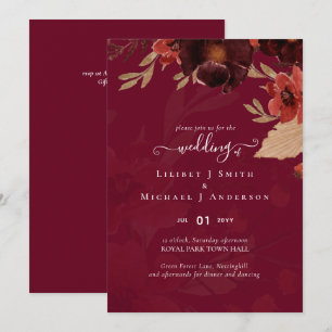 Carte Chute Floral Suite Mariage Terracotta Bourgogne Ro