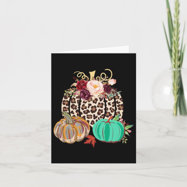 Carte Chute Leopard Cheetah Citrouille Rustique Hallowee (Devant)