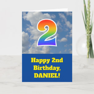 Carte Ciel bleu nuageux, Motif arc-en-ciel "2" Anniversa