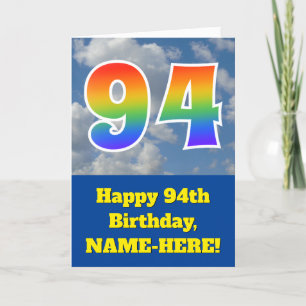 Carte Ciel bleu nuageux, Motif arc-en-ciel "94" Annivers