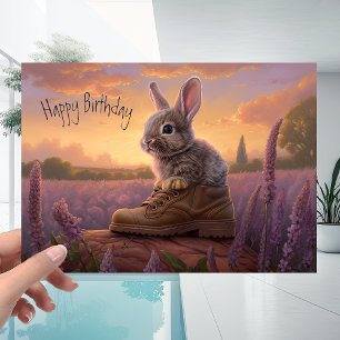 Carte Ciel coucher de soleil avec lapin mignonne Anniver