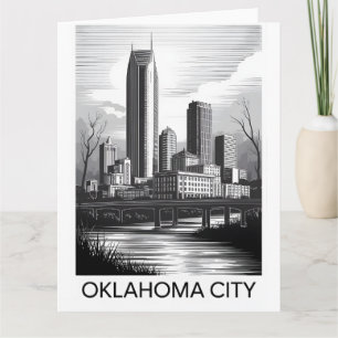 Carte Ciel d'Oklahoma City Oklahoma Noir Blanc Gravure s