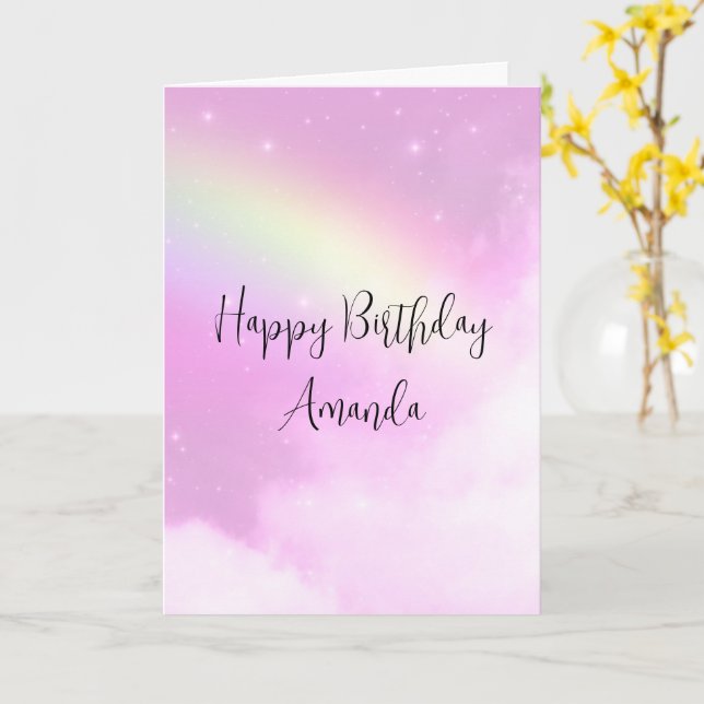 Carte Ciel rose avec citron jaune arc-en-ciel Anniversai (Fleur jaune)