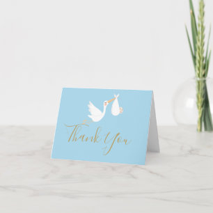 Carte Cigogne de livraison spéciale bébé Merci Bleu