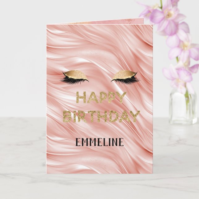 Carte Cils de fête scintillants or rose poudré pour anni (Orchidée)