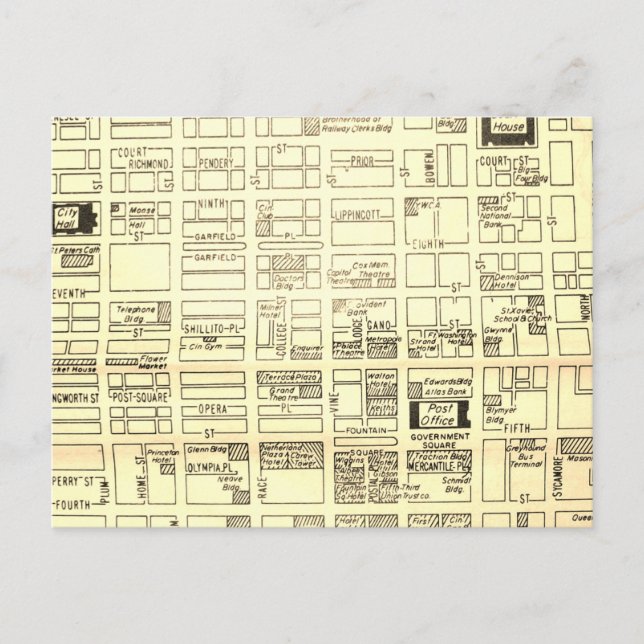 Carte Cincinnati, OH Vintage (Devant)