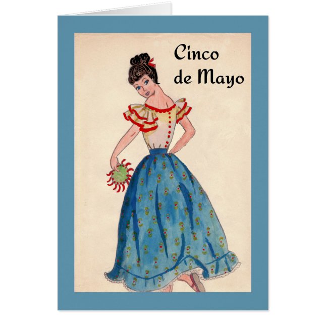 Carte Cinco de Mayo avec danseuse féminine (Devant)