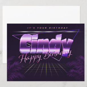 Carte Cindy Name Prénom lila retro