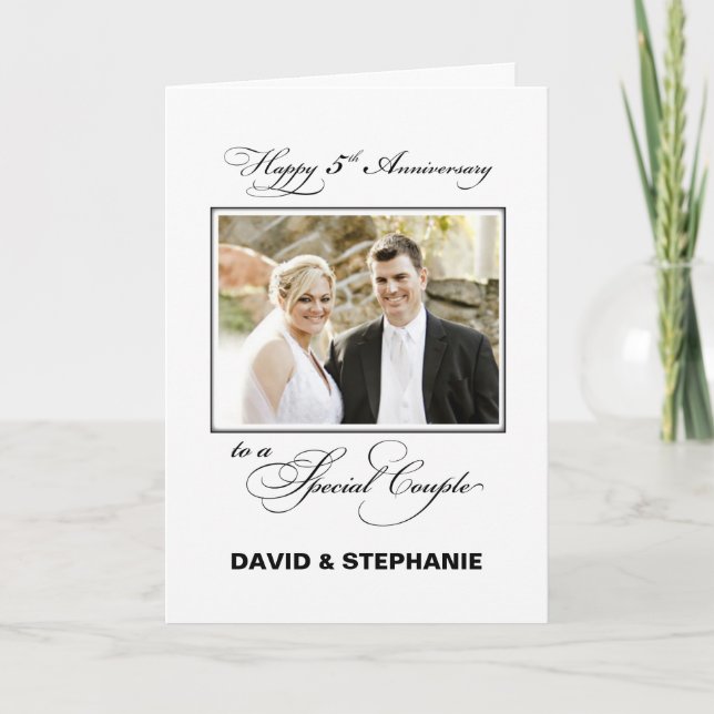 Carte Cinq ans de mariage personnalisé Nom/Photo (Devant)